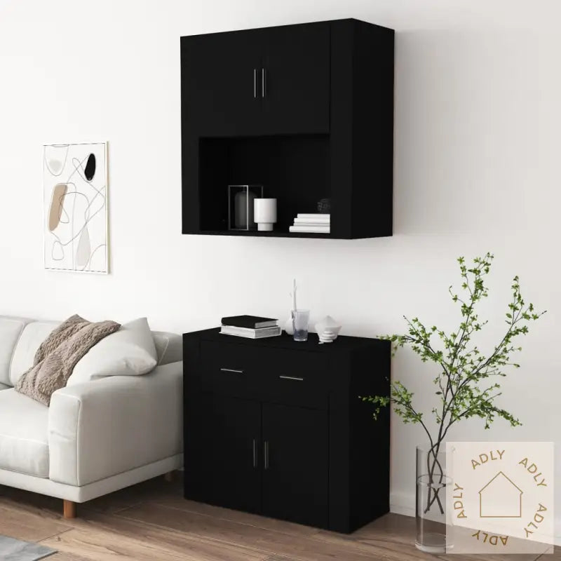 Highboard Svart Konstruert Tre