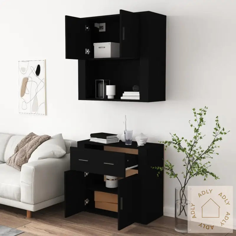 Highboard Svart Konstruert Tre