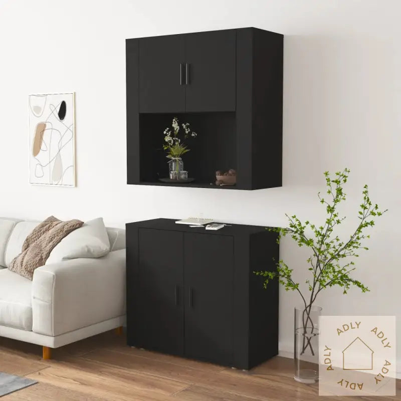 Highboard Svart Konstruert Tre