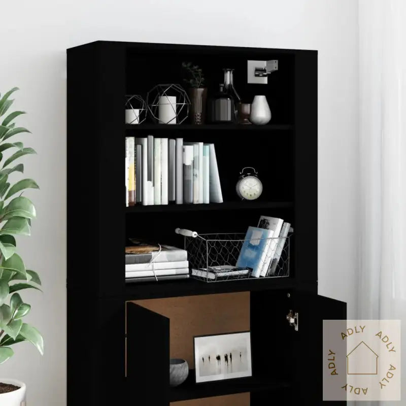 Highboard Svart Konstruert Tre