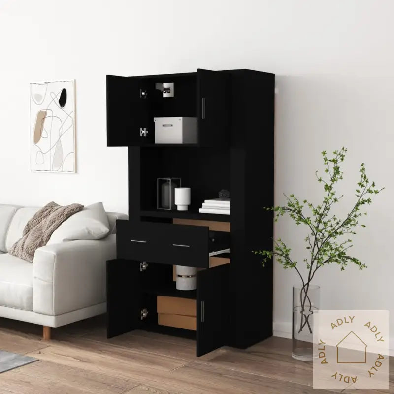 Highboard Svart Konstruert Tre