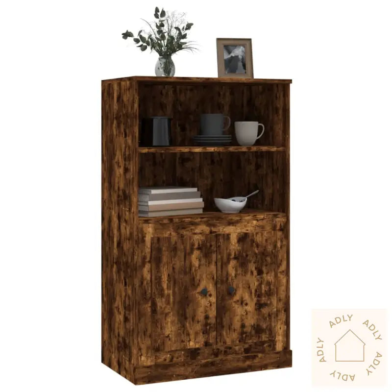 Highboard Røkt Eik 60X35,5X103,5 Cm Konstruert Tre