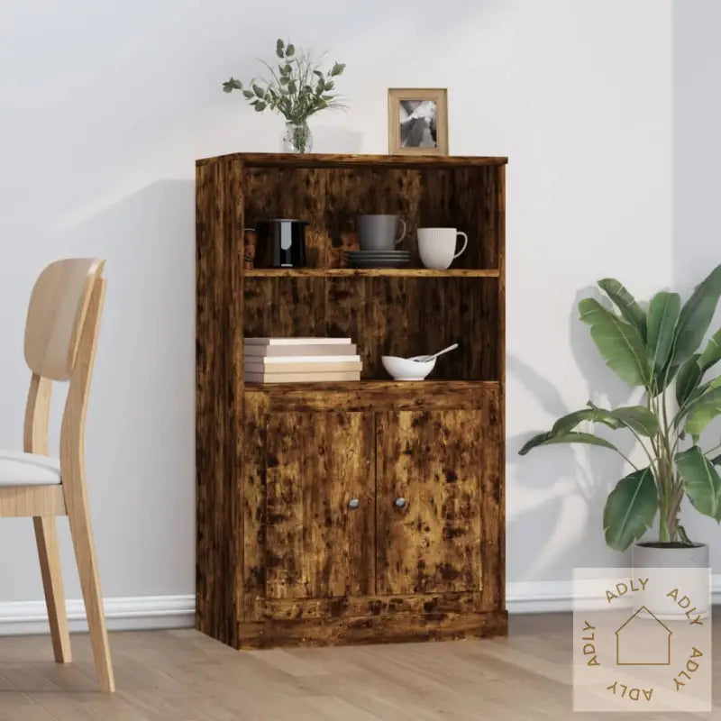 Highboard Røkt Eik 60X35,5X103,5 Cm Konstruert Tre
