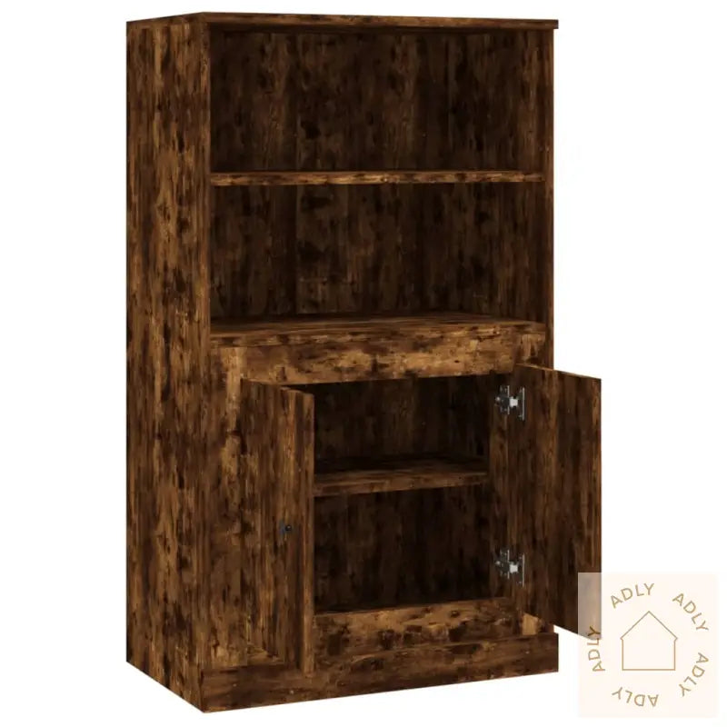 Highboard Røkt Eik 60X35,5X103,5 Cm Konstruert Tre