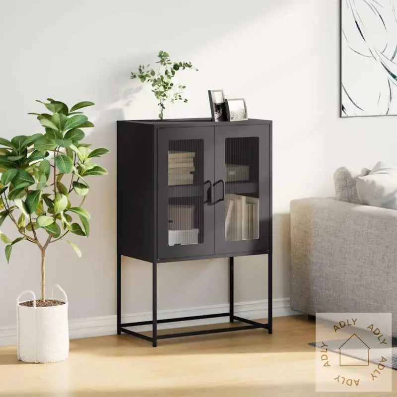 Highboard Sort 68X39X107 Cm Stål