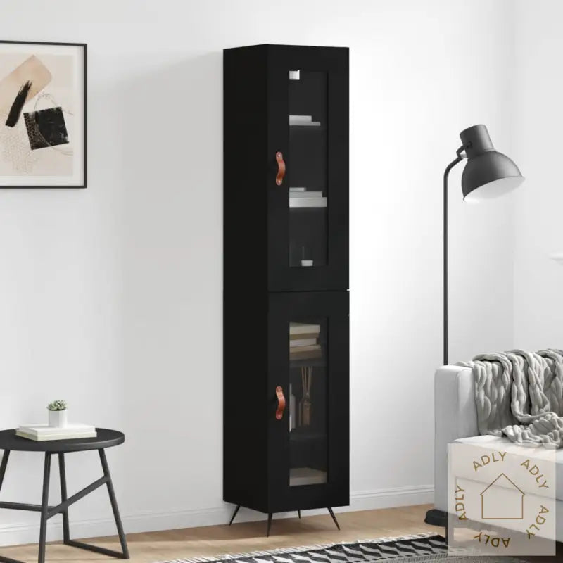 Highboard Svart 34,5X34X180 Cm Konstruert Tre