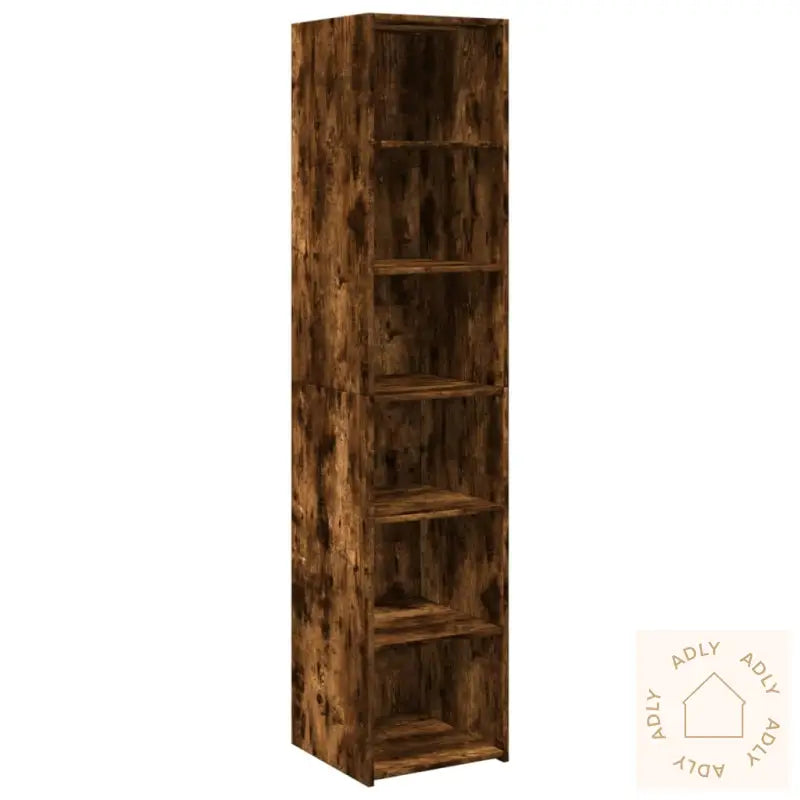 Highboard Røkt Eik 40X41X185 Cm Konstruert Tre