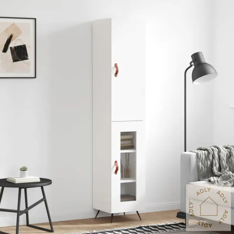 Highboard Hvit 34,5X34X180 Cm Konstruert Tre