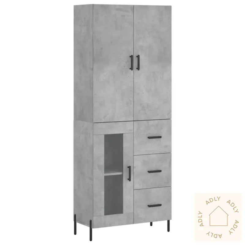 Highboard Betonggrå 69,5X34X180 Cm Konstruert Tre