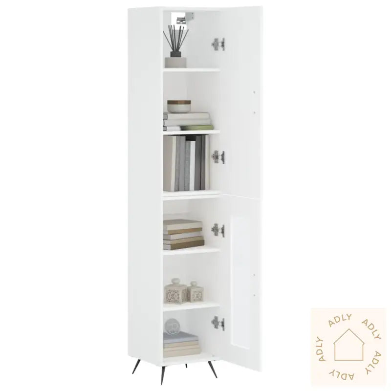Highboard Hvit 34,5X34X180 Cm Konstruert Tre