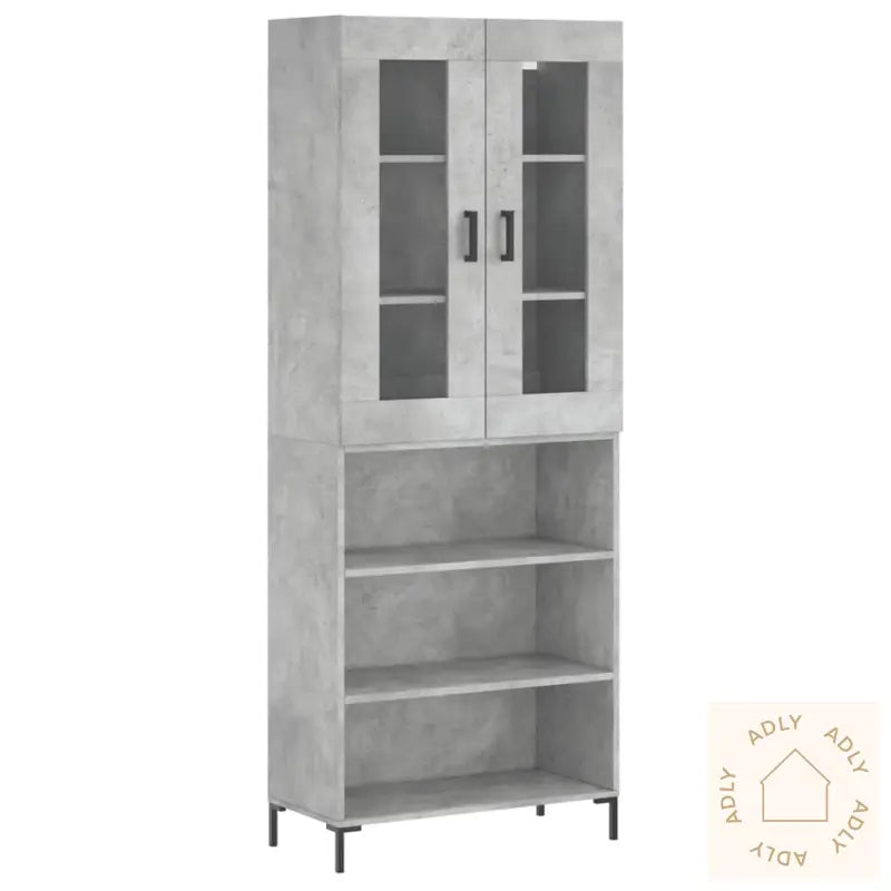 Highboard Betonggrå 69,5X34X180 Cm Konstruert Tre