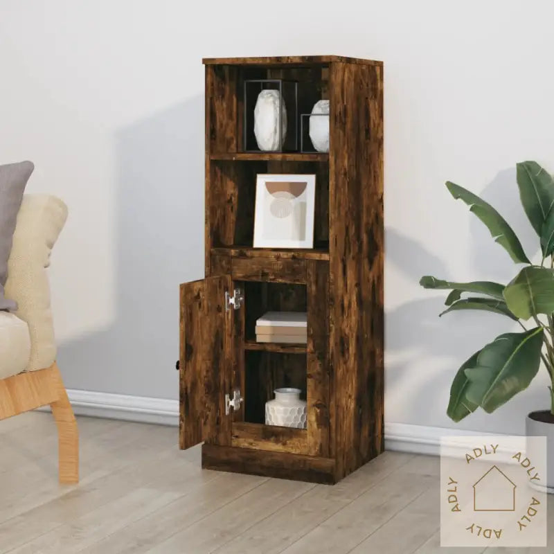 Highboard Røkt Eik 36X35,5X103,5 Cm Konstruert Tre