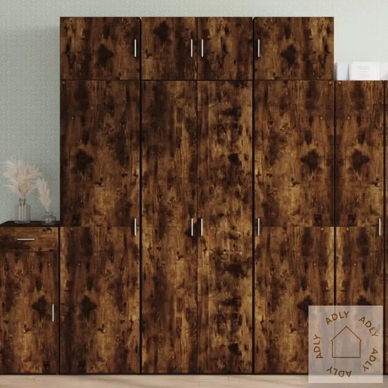 Highboard Røkt Eik 70X42,5X185 Cm Konstruert Tre