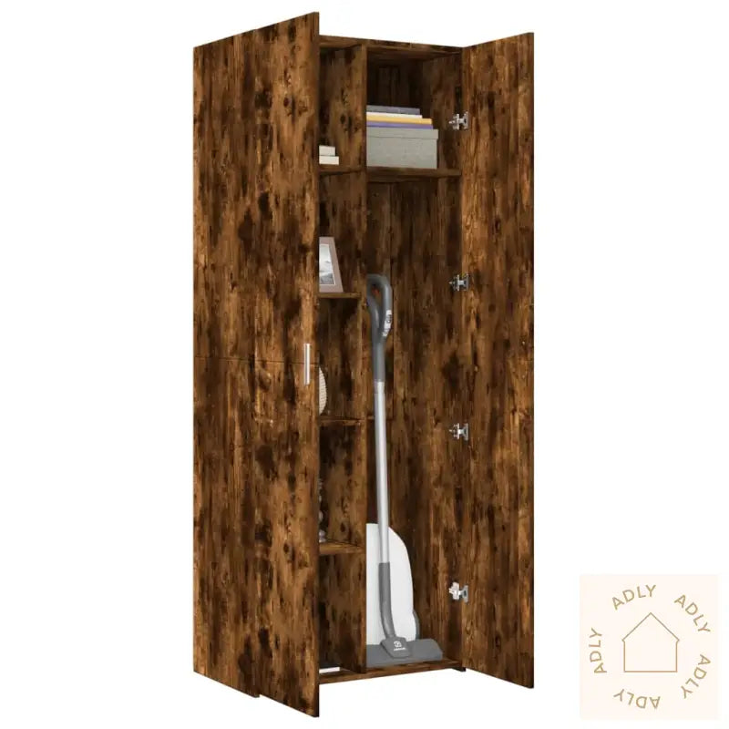 Highboard Røkt Eik 70X42,5X185 Cm Konstruert Tre
