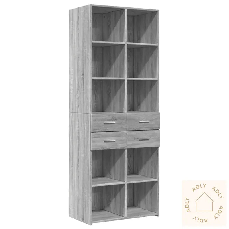 Highboard Grå Sonoma 70X42,5X185 Cm Konstruert Tre