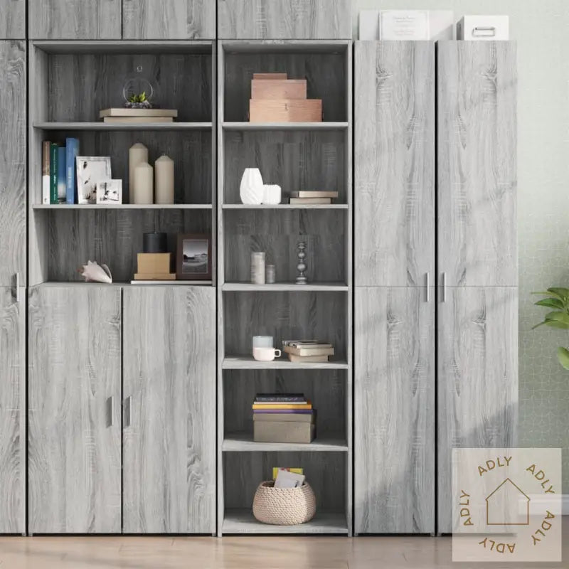 Highboard Grå Sonoma 50X41X185 Cm Konstruert Tre