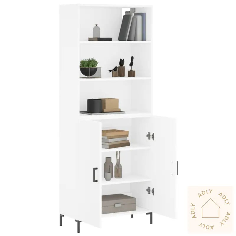 Highboard Hvit 69,5X34X180 Cm Konstruert Tre