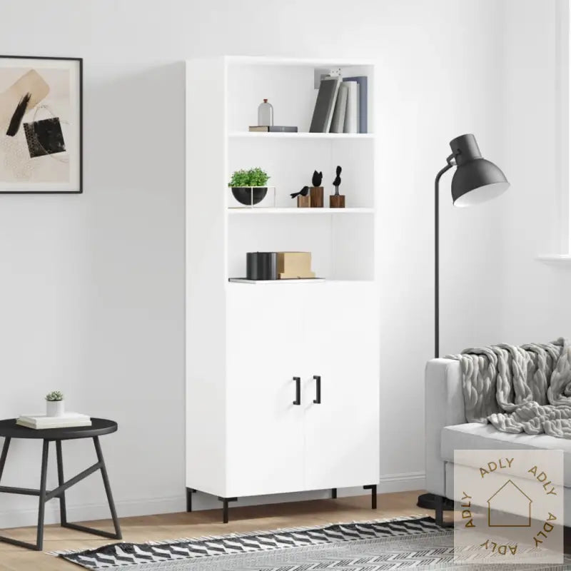 Highboard Hvit 69,5X34X180 Cm Konstruert Tre
