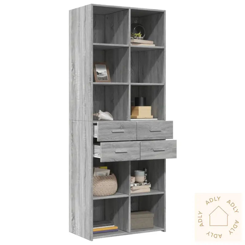 Highboard Grå Sonoma 70X42,5X185 Cm Konstruert Tre