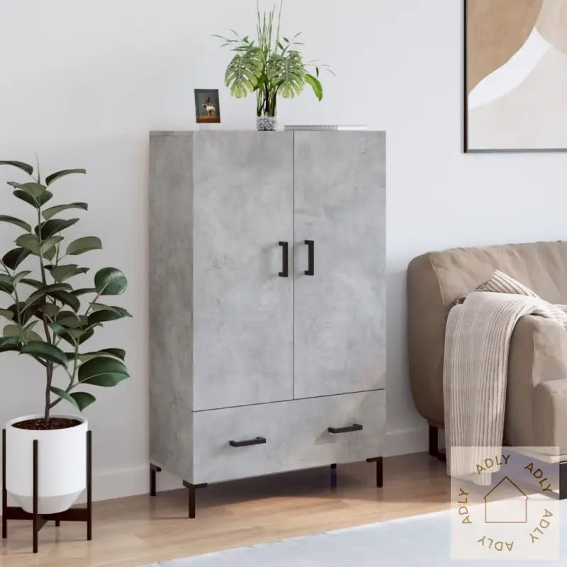 Highboard Betonggrå 69,5X31X115 Cm Konstruert Tre