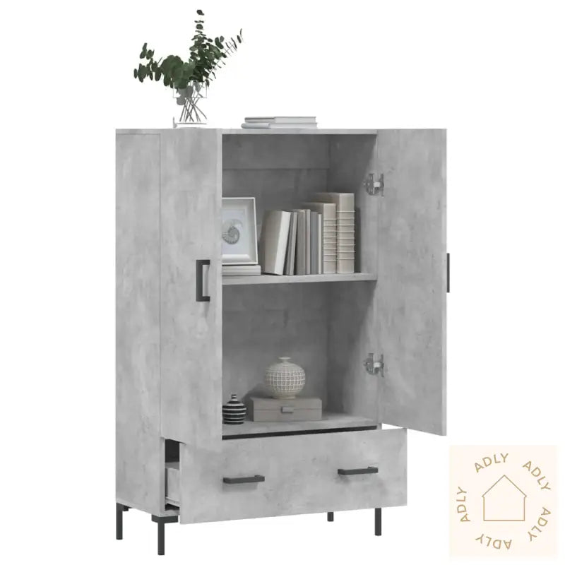 Highboard Betonggrå 69,5X31X115 Cm Konstruert Tre