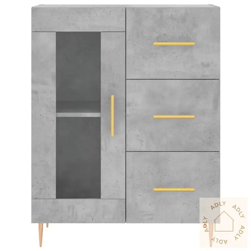 Highboard Betonggrå 69,5X34X180 Cm Konstruert Tre