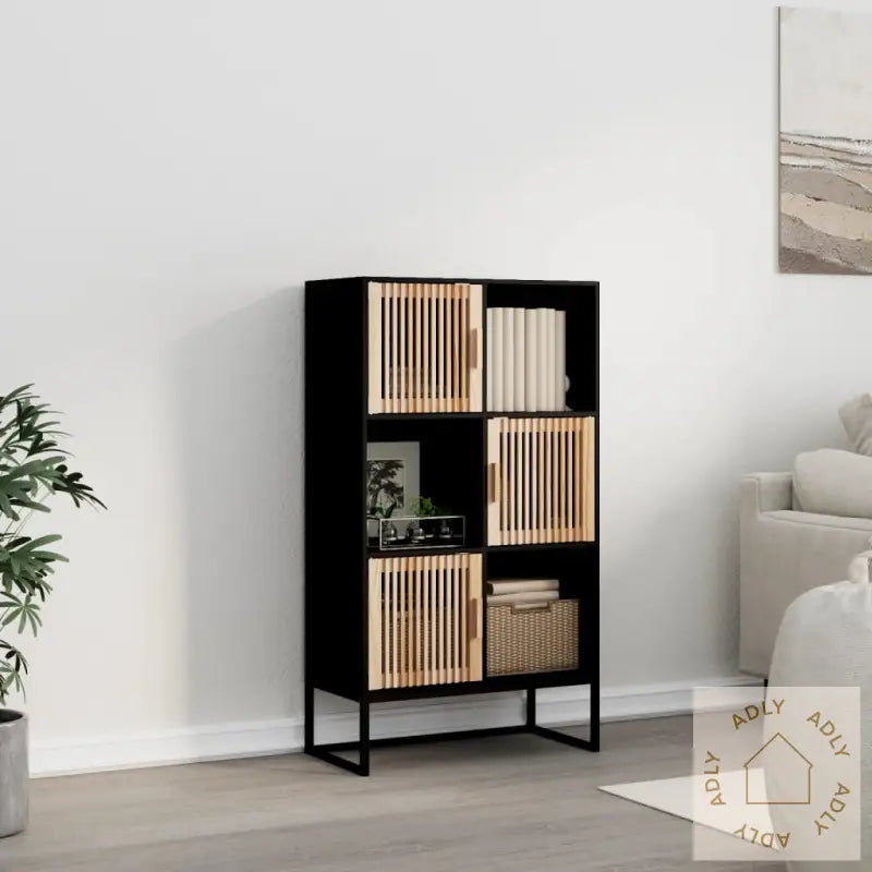 Highboard Svart 70X35X125 Cm Konstruert Tre
