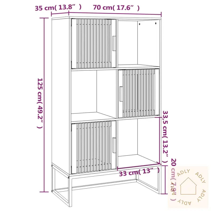 Highboard Svart 70X35X125 Cm Konstruert Tre
