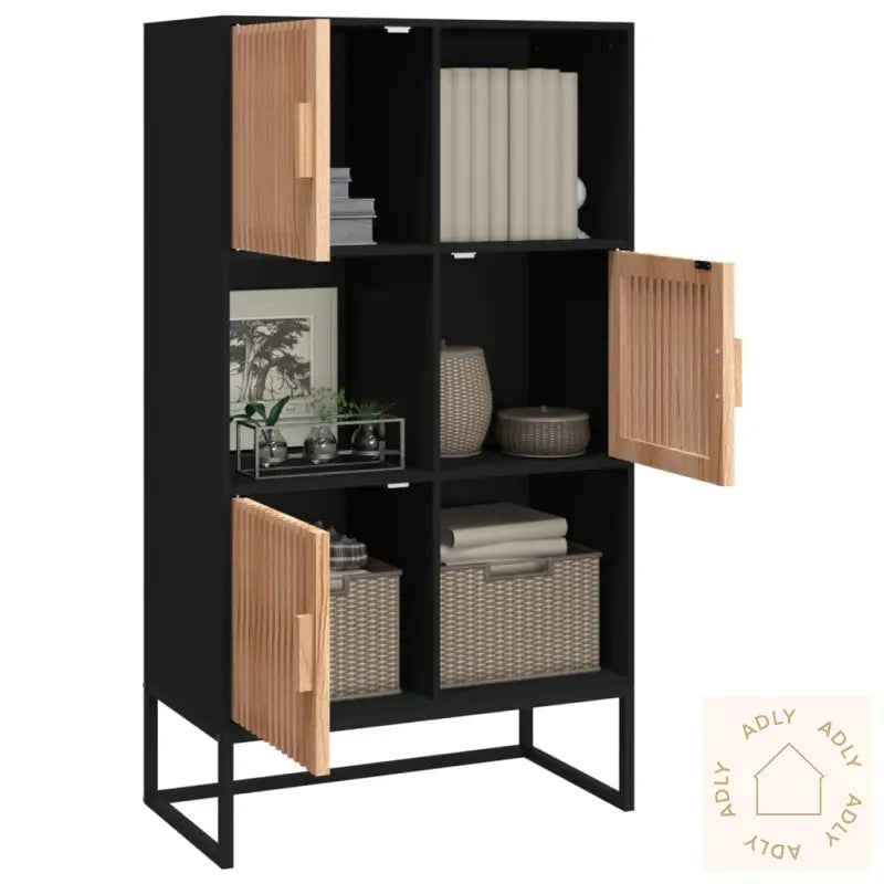Highboard Svart 70X35X125 Cm Konstruert Tre