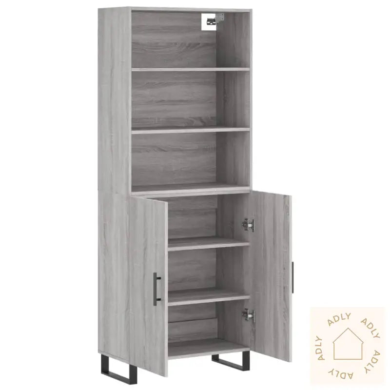 Highboard Grå Sonoma 69,5X34X180 Cm Konstruert Tre