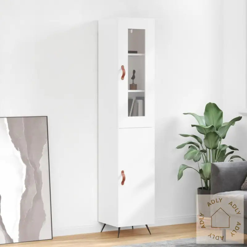 Highboard Hvit 34,5X34X180 Cm Konstruert Tre