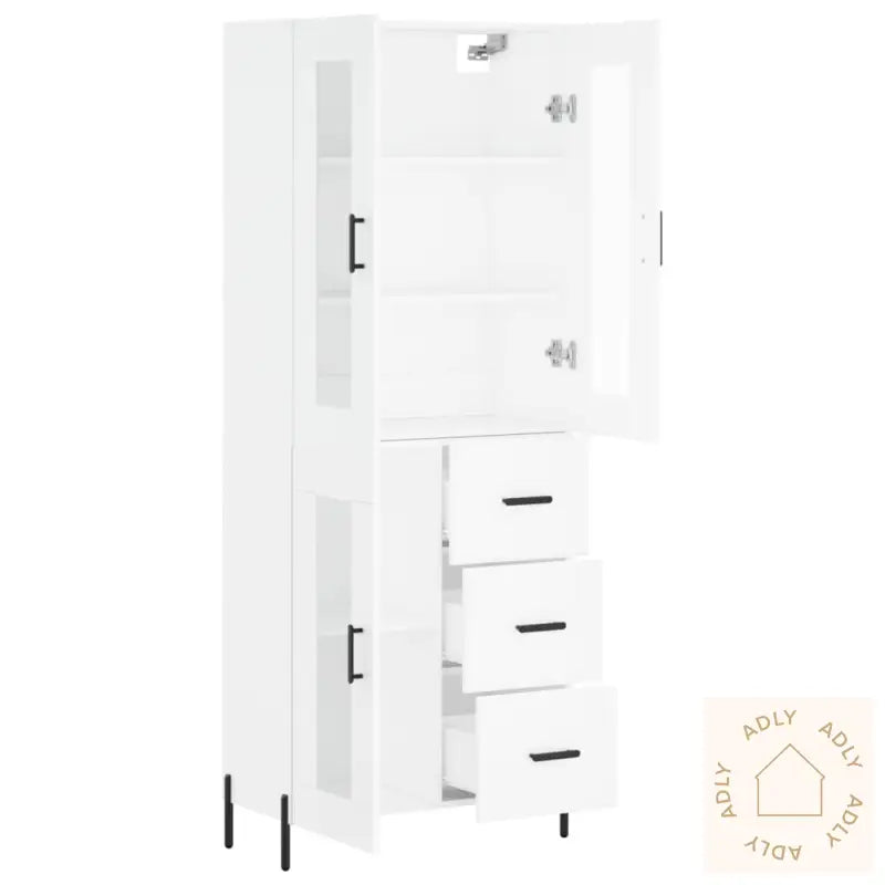 Highboard Hvit 69,5X34X180 Cm Konstruert Tre