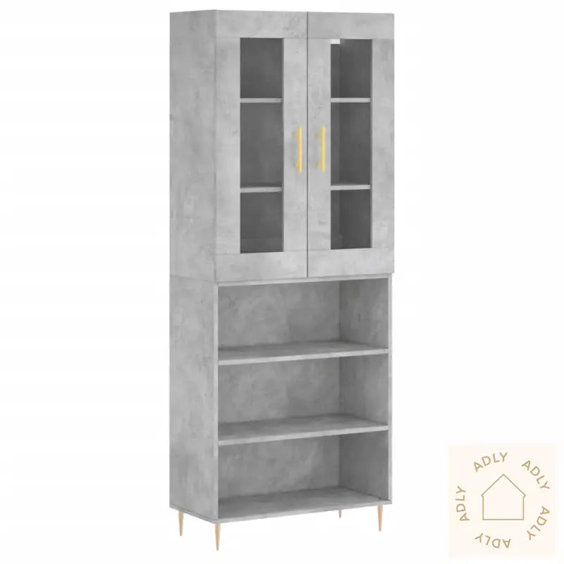 Highboard Betonggrå 69,5X34X180 Cm Konstruert Tre