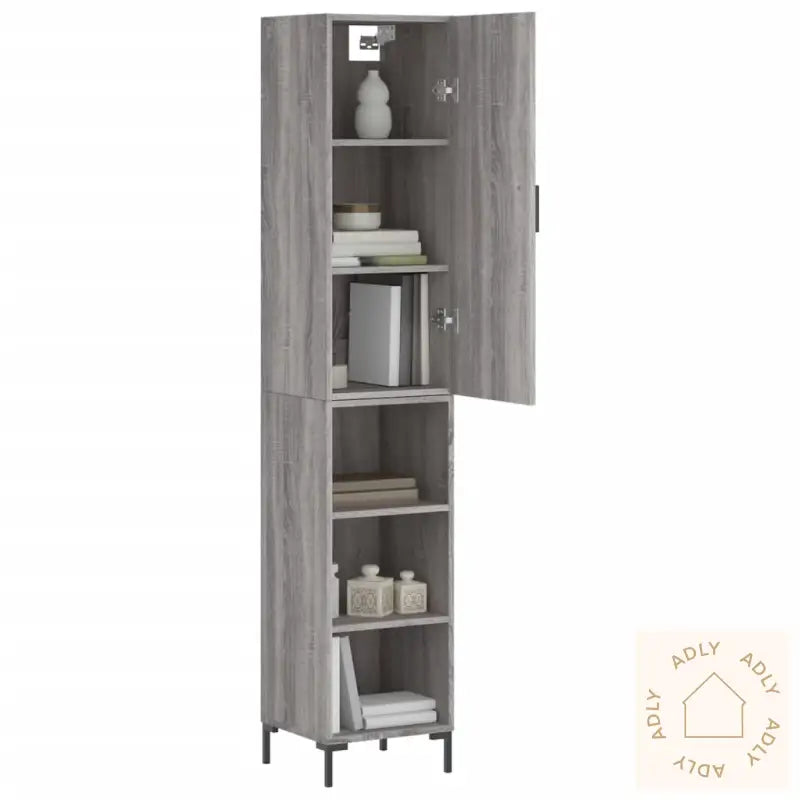 Highboard Grå Sonoma 34,5X34X180 Cm Konstruert Tre