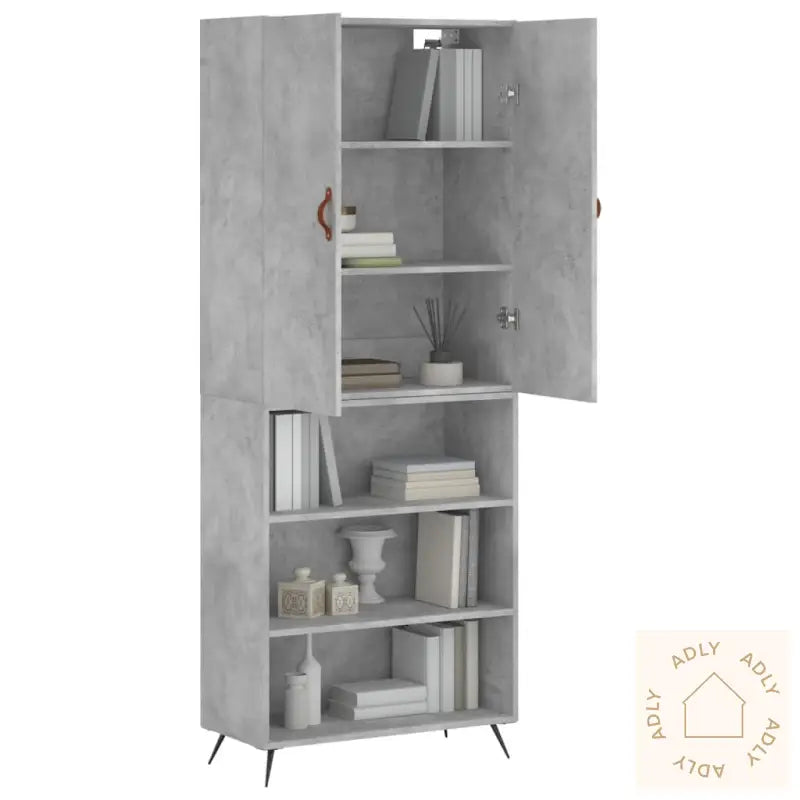 Highboard Betonggrå 69,5X34X180 Cm Konstruert Tre