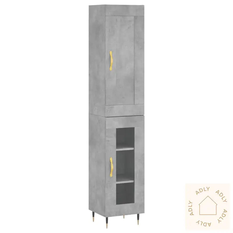 Highboard Betonggrå 34,5X34X180 Cm Konstruert Tre