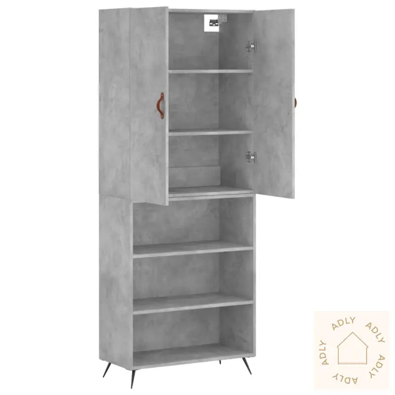 Highboard Betonggrå 69,5X34X180 Cm Konstruert Tre