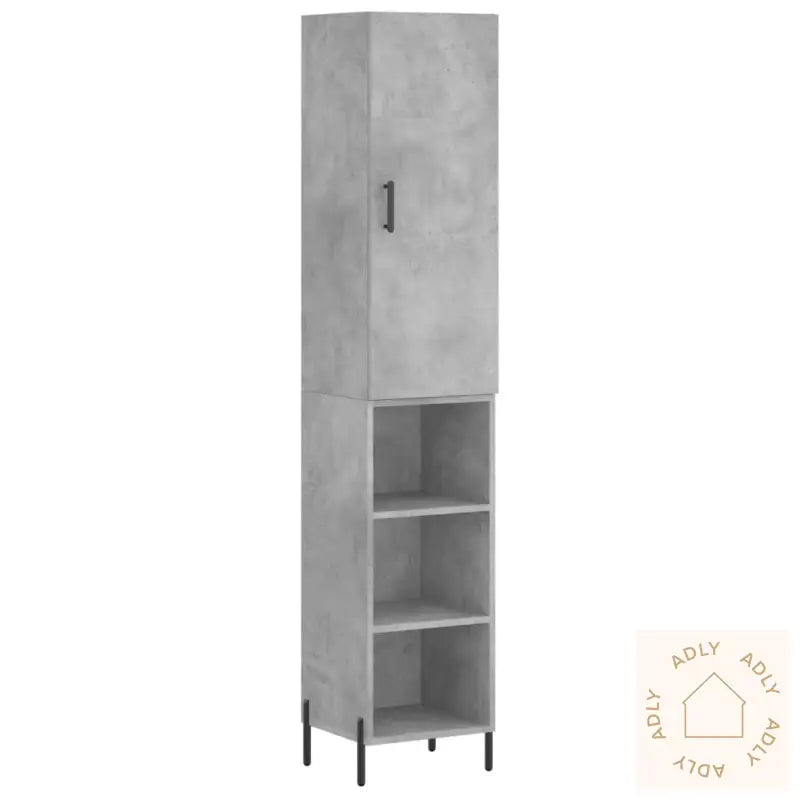 Highboard Betonggrå 34,5X34X180 Cm Konstruert Tre