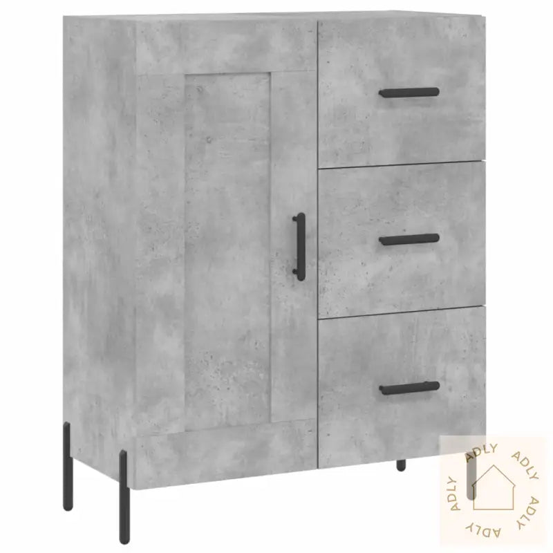 Highboard Betonggrå 69,5X34X180 Cm Konstruert Tre