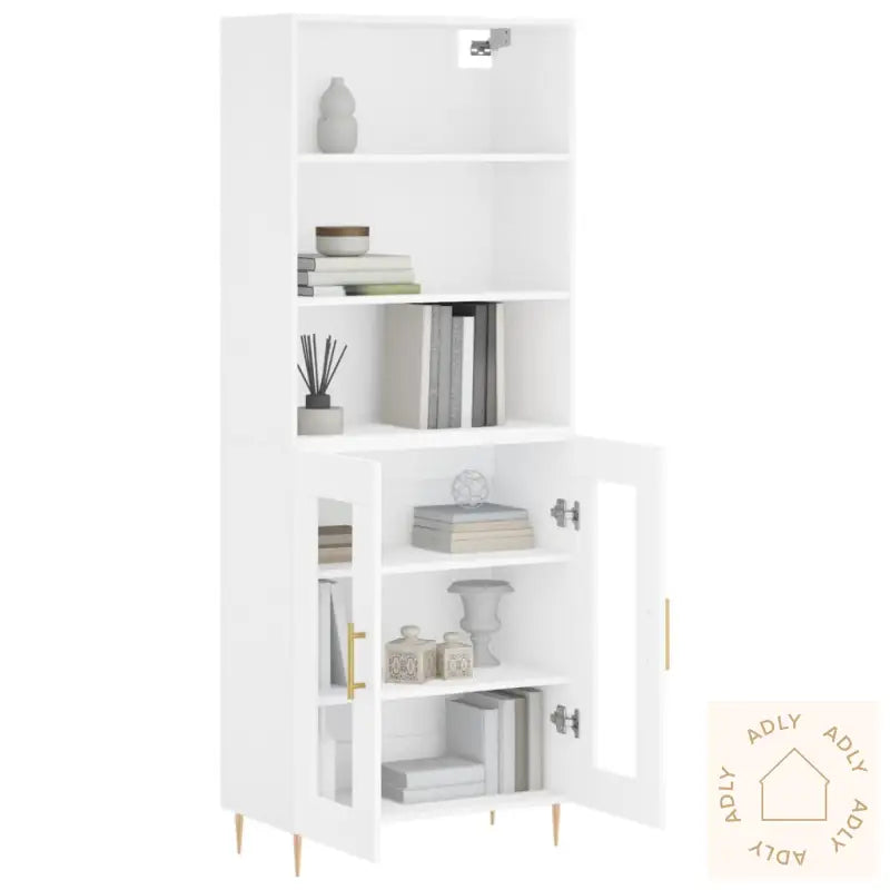 Highboard Hvit 69,5X34X180 Cm Konstruert Tre