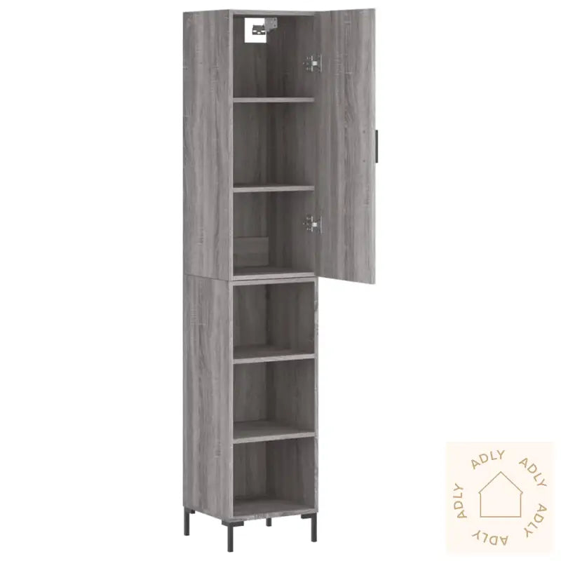 Highboard Grå Sonoma 34,5X34X180 Cm Konstruert Tre