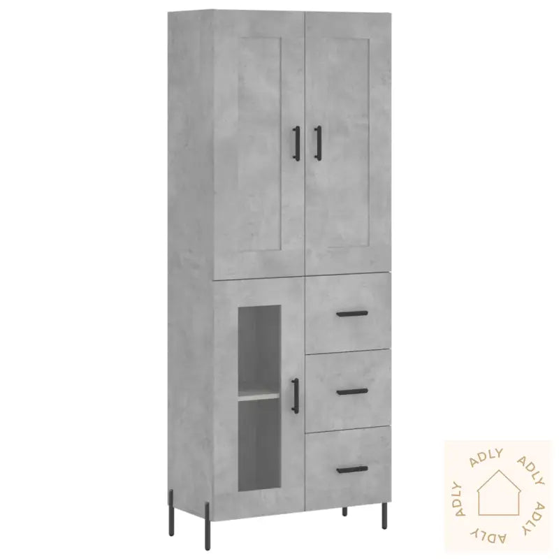Highboard Betonggrå 69,5X34X180 Cm Konstruert Tre