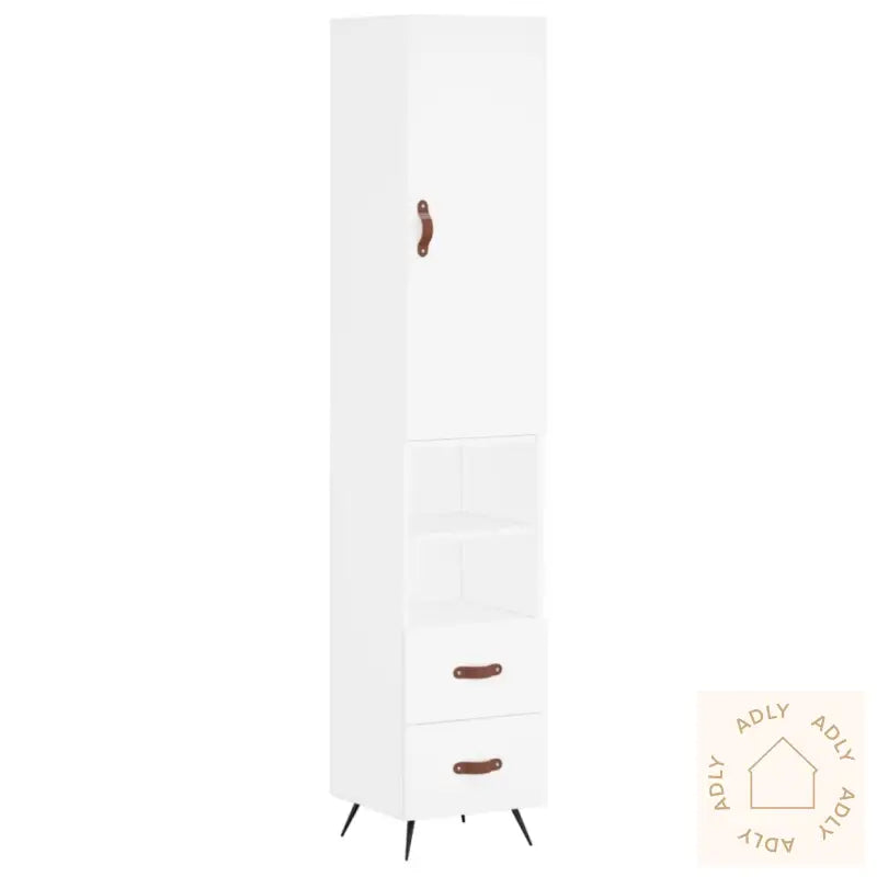 Highboard Hvit 34,5X34X180 Cm Konstruert Tre