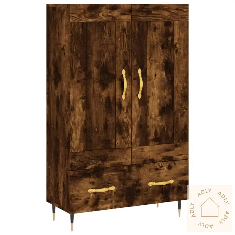 Highboard Røkt Eik 69,5X31X115 Cm Konstruert Tre
