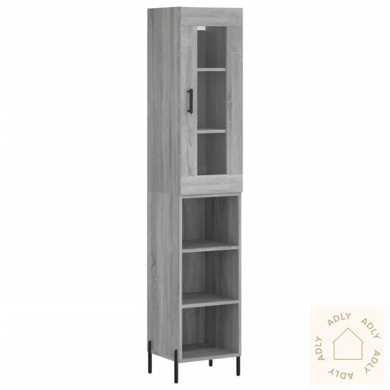 Highboard Grå Sonoma 34,5X34X180 Cm Konstruert Tre