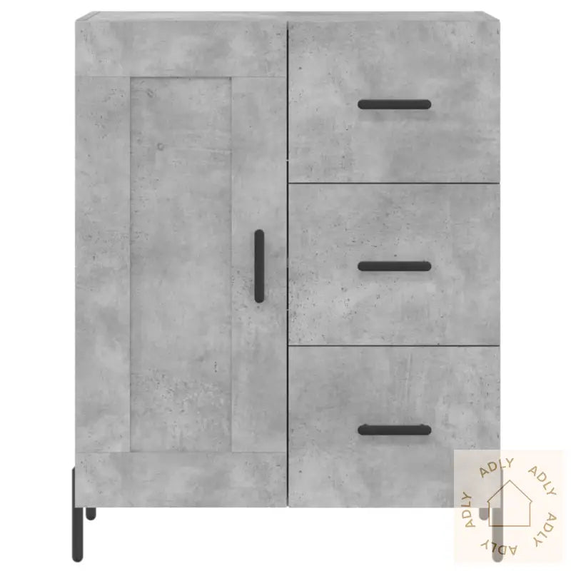 Highboard Betonggrå 69,5X34X180 Cm Konstruert Tre