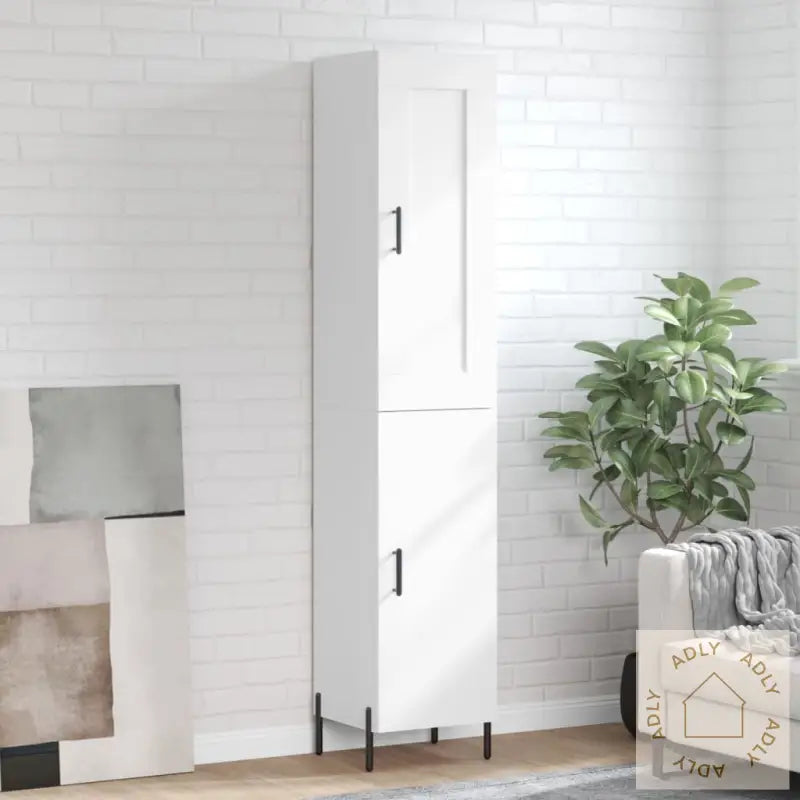 Highboard Hvit 34,5X34X180 Cm Konstruert Tre