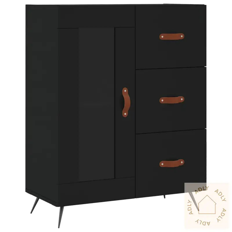 Highboard Svart 69,5X34X180 Cm Konstruert Tre