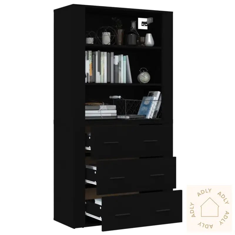 Highboard Svart Konstruert Tre