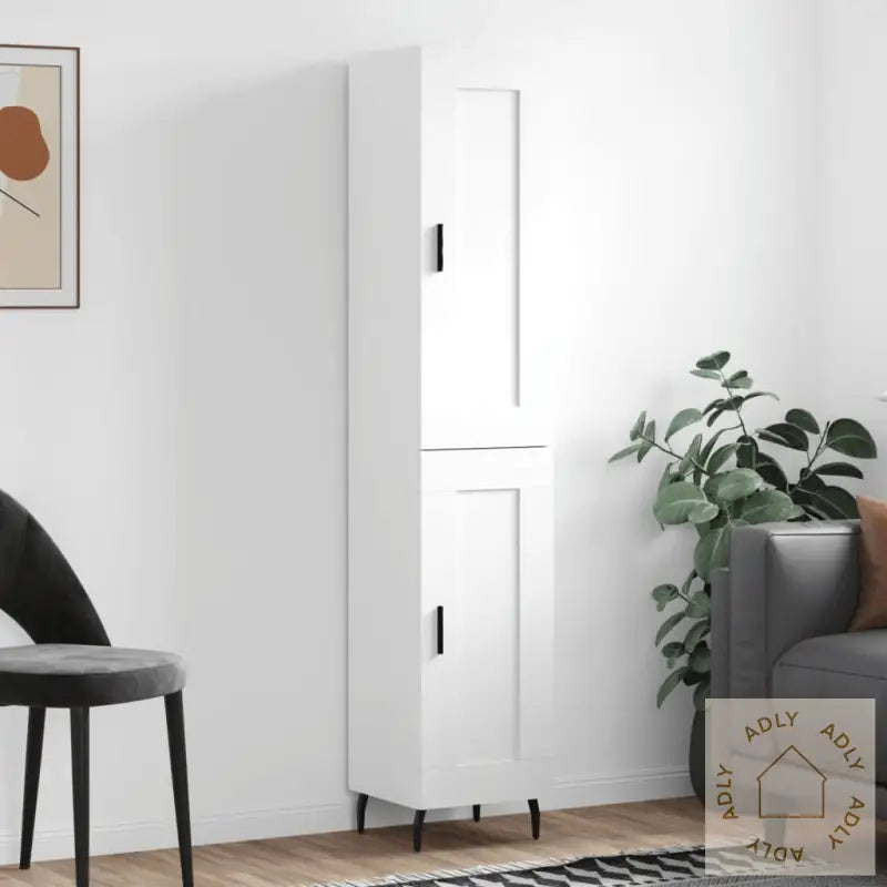 Highboard Hvit 34,5X34X180 Cm Konstruert Tre